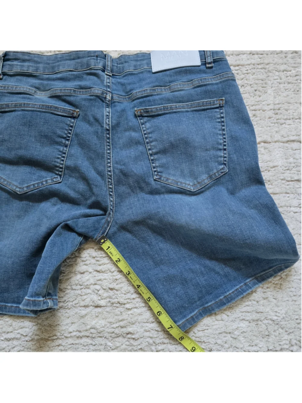 Men's boohooMAN Distressed Jean Shorts Blue Waist 34